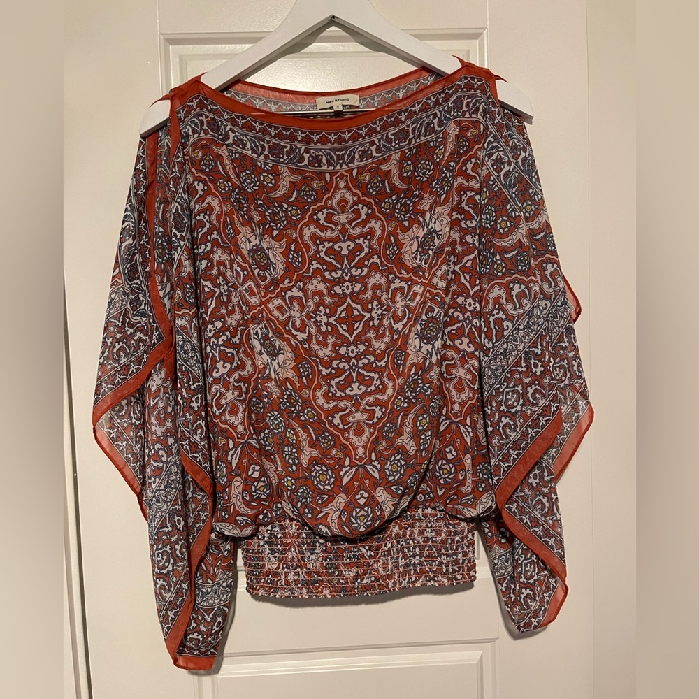 Max Studio shirt with built in cami size small sheer draped sleeveless